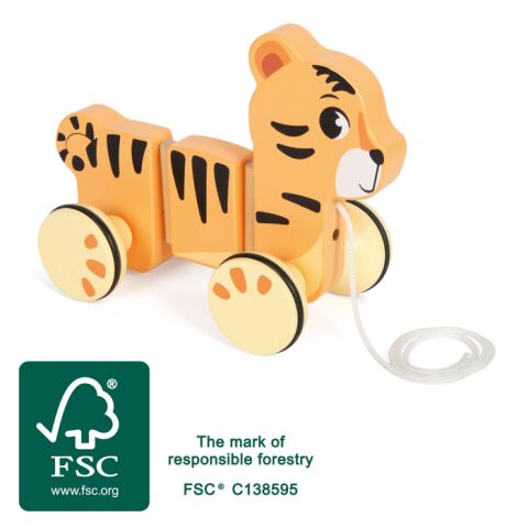small foot Wooden Pull Toy Tiger